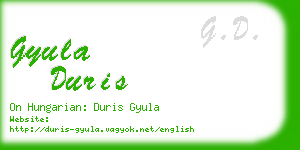 gyula duris business card